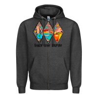 Charcoal Heather teach love inspire Zipper Hoodie - JahusDesignShop