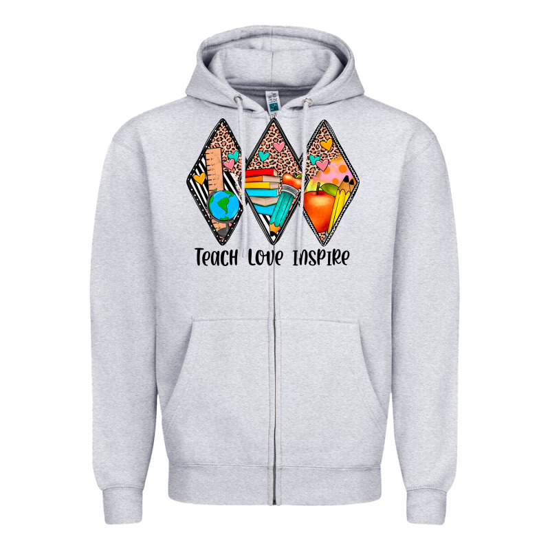 Teach Love Inspire Zipper Hoodie by JahusDesignShop | Teevron