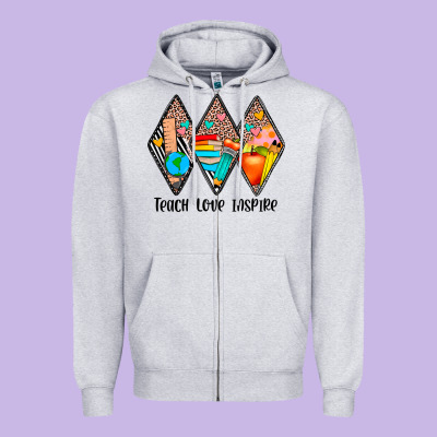 Teach Love Inspire Zipper Hoodie Designed By Jahusdesignshop