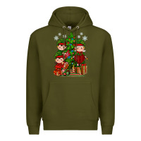 Army Green Mimi Elf, Mama Elf, Child Elf Christmas Premium Hoodie - BundleAndBundleShop