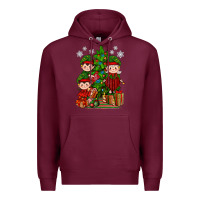 Burgundy Mimi Elf, Mama Elf, Child Elf Christmas Premium Hoodie - BundleAndBundleShop
