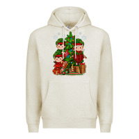 Oatmeal Heather Mimi Elf, Mama Elf, Child Elf Christmas Premium Hoodie - BundleAndBundleShop