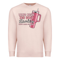 Pale Pink long neck ice cold stanley never broke my heart Premium Sweatshirt - MaliasSmallBusiness