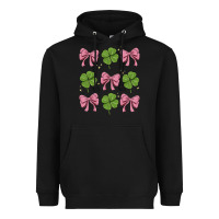Black coquette bow clover st. patrick's day Heavyweight Hoodie - MaliasSmallBusiness