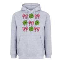 Heather Grey coquette bow clover st. patrick's day Heavyweight Hoodie - MaliasSmallBusiness