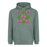 Sage coquette bow clover st. patrick's day Heavyweight Hoodie - MaliasSmallBusiness