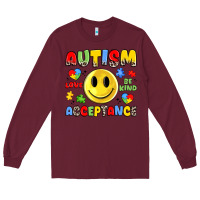 Burgundy autism acceptance Long Sleeve Tee - JahusDesignShop