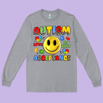 Autism Acceptance Long Sleeve Tee Designed By Jahusdesignshop