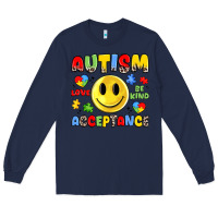Navy autism acceptance Long Sleeve Tee - JahusDesignShop