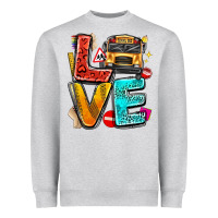 Heather Grey love school bus Heavyweight Sweatshirt - texasbilliewilder