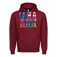 Burgundy i am a survivor with all cancer ribbons Zipper Hoodie - AdoDesignShop