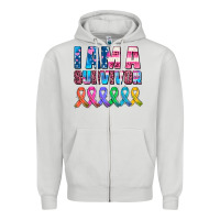 Dove Grey i am a survivor with all cancer ribbons Zipper Hoodie - AdoDesignShop