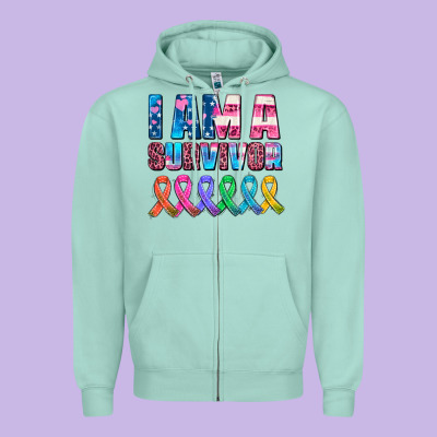 I Am A Survivor With All Cancer Ribbons Zipper Hoodie Designed By Adodesignshop