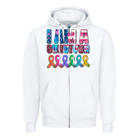 White i am a survivor with all cancer ribbons Zipper Hoodie - AdoDesignShop