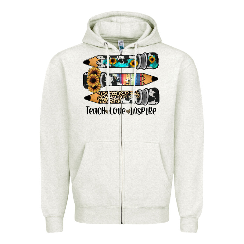 Western Pencils Teach Love Inspire Zipper Hoodie by JahusDesignShop | Teevron