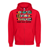 Red western pencils teach love inspire Zipper Hoodie - JahusDesignShop