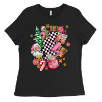 Black pink christmas lightning bolt Ladies Tee - AdoDesignShop