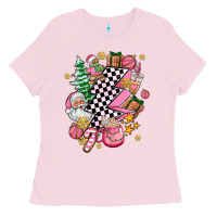 Pink Christmas Lightning Bolt Ladies Tee | Teevron