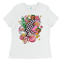 White pink christmas lightning bolt Ladies Tee - AdoDesignShop