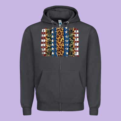 Usa Army Pattern Brushstroke Zipper Hoodie Designed By Artiststas