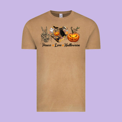 Peace Love Halloween Vintage Tee Designed By Texasbilliewilder