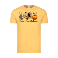 Vintage Mustard Peace Love Halloween Vintage Tee - texasbilliewilder