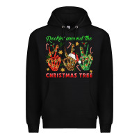 Black Rockin' Around The Christmas Tree Premium Hoodie - BundleAndBundleShop