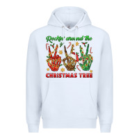 White Rockin' Around The Christmas Tree Premium Hoodie - BundleAndBundleShop