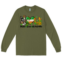 Army Green peace love st patricks Long Sleeve Tee - AdoDesignShop