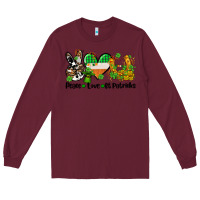 Burgundy peace love st patricks Long Sleeve Tee - AdoDesignShop