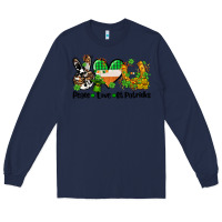 Navy peace love st patricks Long Sleeve Tee - AdoDesignShop
