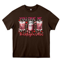Chocolate Brown you give me teachcardia Heavy Core Tee - RacoonDesign