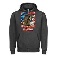 Charcoal Heather usa flag and leopard with boots 12 oz regular can cooler Zipper Hoodie - Artiststas