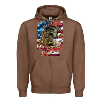 Chestnut usa flag and leopard with boots 12 oz regular can cooler Zipper Hoodie - Artiststas