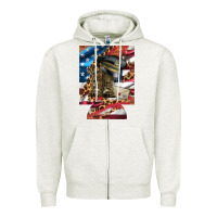 Oatmeal Heather usa flag and leopard with boots 12 oz regular can cooler Zipper Hoodie - Artiststas