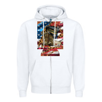White usa flag and leopard with boots 12 oz regular can cooler Zipper Hoodie - Artiststas