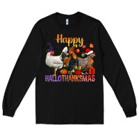 Black Happy Hallothanksmas Chick Long Sleeve Tee - BundleAndBundleShop