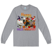 Heather Grey Happy Hallothanksmas Chick Long Sleeve Tee - BundleAndBundleShop