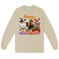 Mushroom Happy Hallothanksmas Chick Long Sleeve Tee - BundleAndBundleShop