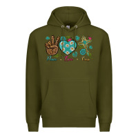 Army Green Peace Love Cross Premium Hoodie - BundleAndBundleShop