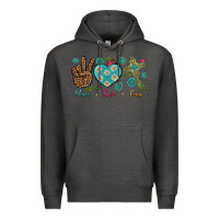 Charcoal Heather Peace Love Cross Premium Hoodie - BundleAndBundleShop