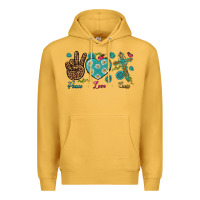 Mustard Peace Love Cross Premium Hoodie - BundleAndBundleShop