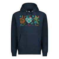 Navy Peace Love Cross Premium Hoodie - BundleAndBundleShop
