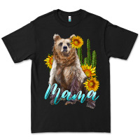 Black mama bear with sunflowers and cactus Premium Tee - Artiststas