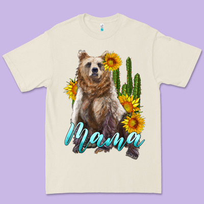 Mama Bear With Sunflowers And Cactus Premium Tee Designed By Artiststas