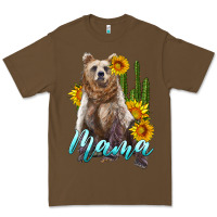 Cacao mama bear with sunflowers and cactus Premium Tee - Artiststas