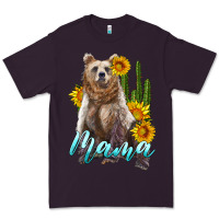 Plum mama bear with sunflowers and cactus Premium Tee - Artiststas
