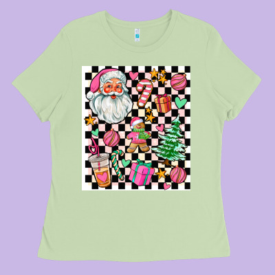 Pink Christmas Elementary Ladies Tee Designed By Adodesignshop