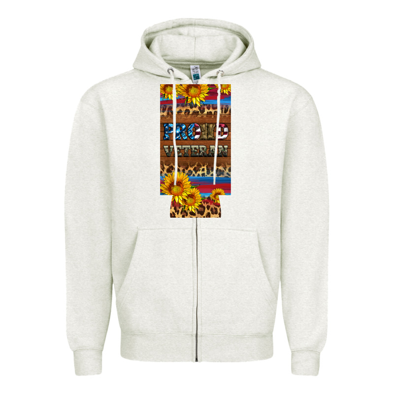 Proud Veteran 12 Oz Slim Can Cooler Zipper Hoodie by Artiststas | Teevron