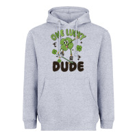 Heather Grey one lucky dude Heavyweight Hoodie - MaliasSmallBusiness